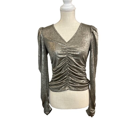 Rachel Zoe Gold Metallic Long Sleeve Top.  Size Small - Picture 1 of 7